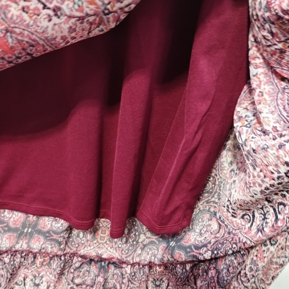 NWT St Johns Bay Prairie Maxi Dress Women's M Burgundy Boho Retro Grunge Beach - Picture 5 of 10